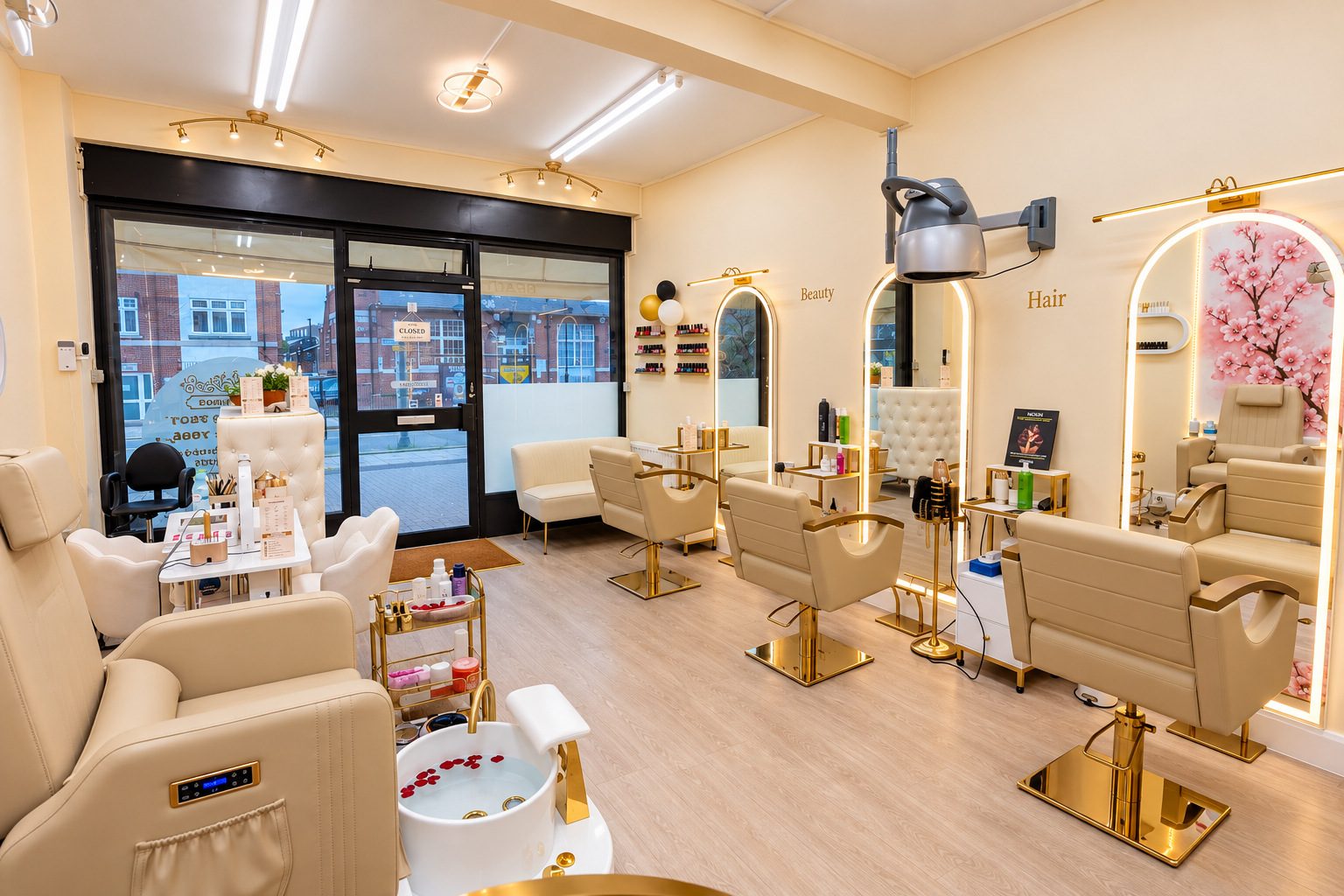 The salon floor looking towards the front window on Whitton Road